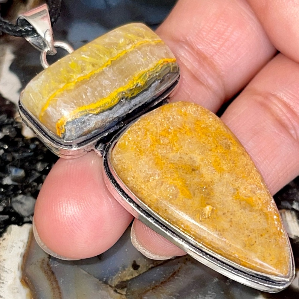 Indonesian Buzzing Bumblebee Jasper Pendant 2 1/2”